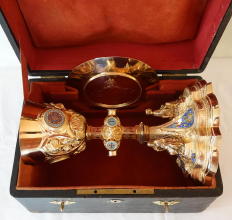 Solid silver gilt antique French Gothic Chalice.